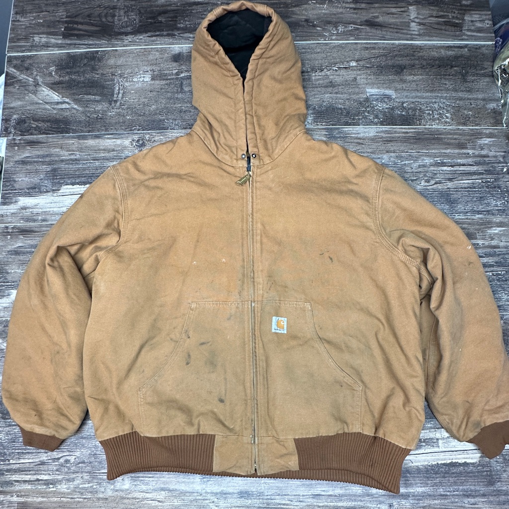 Carhartt J0140-M Active Jacket 2xl Made In Usa Brown Hooded Workwear Streetwear